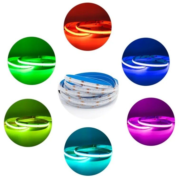 80lm/w 400leds/m Ultra Thin 5V 12V 24V IP20 White COB LED Light Strip 3mm 5mm Largura Branca Azul Vermelho Verde FCOB LED Strip