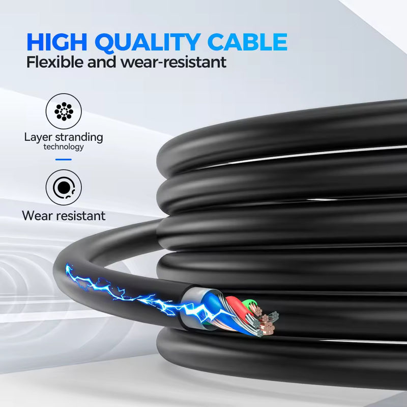 3.7 Kw carregador de veículos elétricos 5m tipo 2 conector de carregamento feminino com luz LCD