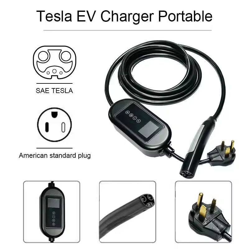 3Carregador de veículos elétricos de tipo 2 de 7 kW com luz de indicador LCD e cabo de 4,5 M